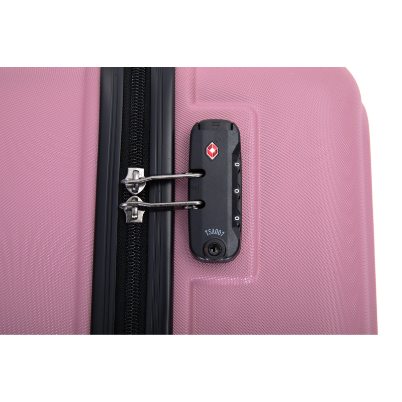 3 Pieces Luggage Sets ABS Lightweight Suitcase with Two Hooks, Spinner Wheels, TSA Lock, (20/24/28) Pink