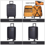 Landisun Collapsible Carry-on Luggage, Water and Impact Resistant Hardshell 20 inch Carry On Luggage with Spinner Wheels