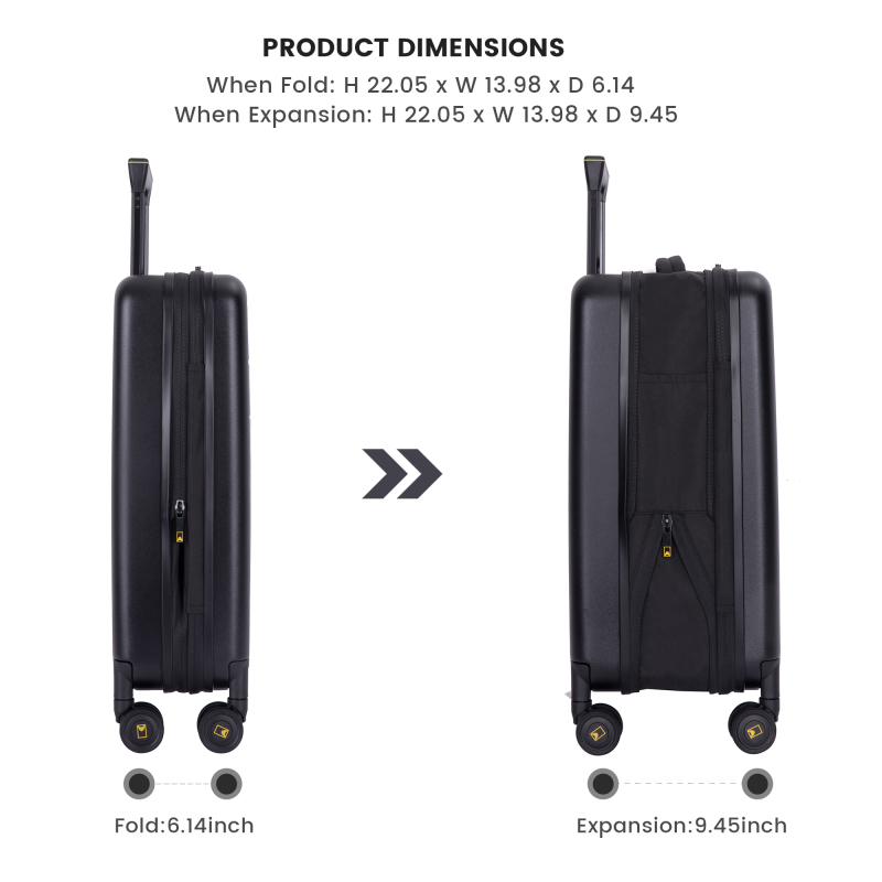 Landisun Collapsible Carry-on Luggage, Water and Impact Resistant Hardshell 20 inch Carry On Luggage with Spinner Wheels