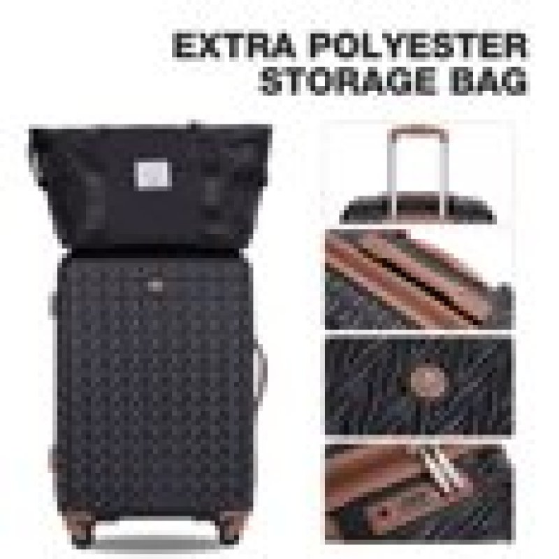 Travelhouse Luggage Set 3 Piece Hardside Suitcase TSA Lock Spinner Wheels Hardshell Luggage with Duffel Bag.(Black)