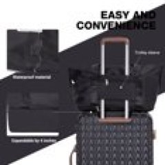 Travelhouse Luggage Set 3 Piece Hardside Suitcase TSA Lock Spinner Wheels Hardshell Luggage with Duffel Bag.(Black)