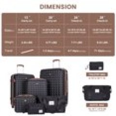 Travelhouse Luggage Set 3 Piece Hardside Suitcase TSA Lock Spinner Wheels Hardshell Luggage with Duffel Bag.(Black)