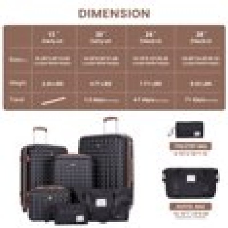 Travelhouse Luggage Set 3 Piece Hardside Suitcase TSA Lock Spinner Wheels Hardshell Luggage with Duffel Bag.(Black)