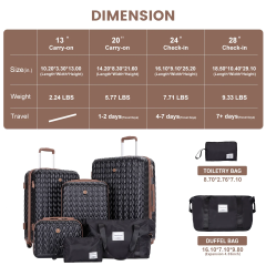 Travelhouse Luggage Set 3 Piece Hardside Suitcase TSA Lock Spinner Wheels Hardshell Luggage with Duffel Bag (Чорний)