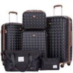 Travelhouse Luggage Set 3 Piece Hardside Suitcase TSA Lock Spinner Wheels Hardshell Luggage with Duffel Bag.(Black)