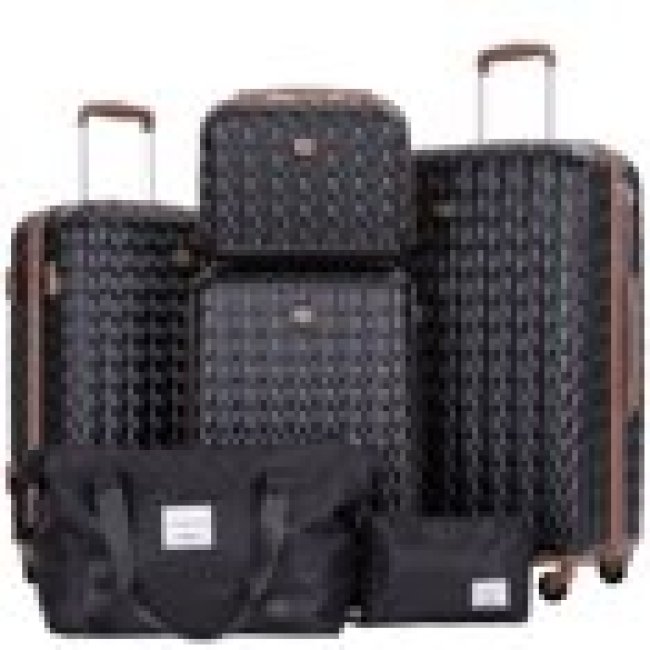 Travelhouse Luggage Set 3 Piece Hardside Suitcase TSA Lock Spinner Wheels Hardshell Luggage with Duffel Bag.(Black)