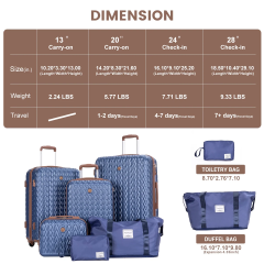 Juego de equipaje Travelhouse de 3 piezas, maleta rígida con ruedas giratorias y cerradura TSA, equipaje de carcasa rígida con bolsa de lona (azul)