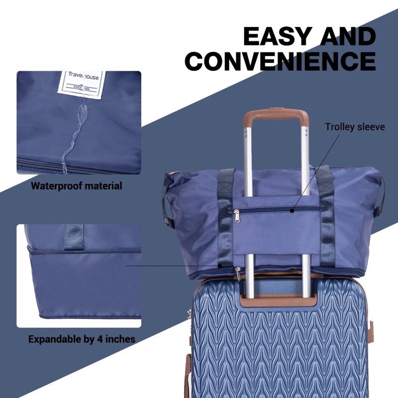 Travelhouse Luggage Set 3 Piece Hardside Suitcase TSA Lock Spinner Wheels Hardshell Luggage with Duffel Bag.(Blue)