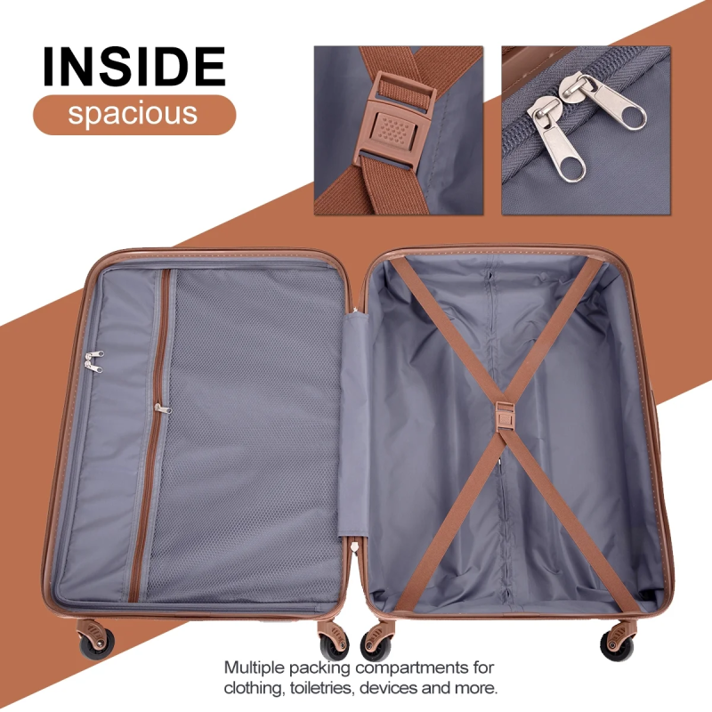 Travelhouse Luggage Set 3 Piece Hardside Suitcase TSA Lock Spinner Wheels Hardshell Luggage with Duffel Bag.(Gray)