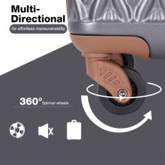 Travelhouse Luggage Set 3 Piece Hardside Suitcase TSA Lock Spinner Wheels Hardshell Luggage with Duffel Bag.(Gray)