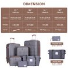 Travelhouse Luggage Set 3 Piece Hardside Suitcase TSA Lock Spinner Wheels Hardshell Luggage with Duffel Bag.(Gray)
