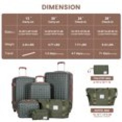 Travelhouse Luggage Set 3 Piece Hardside Suitcase TSA Lock Spinner Wheels Hardshell Luggage with Duffel Bag.(Green)