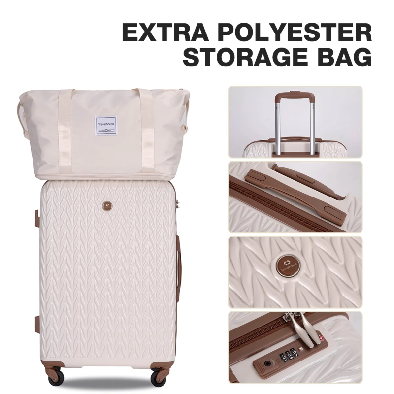 Travelhouse Luggage Set 3 Piece Hardside Suitcase TSA Lock Spinner Wheels Hardshell Luggage with Duffel Bag (білий)