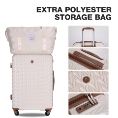 Travelhouse Luggage Set 3 Piece Hardside Suitcase TSA Lock Spinner Wheels Hardshell Luggage with Duffel Bag (білий)