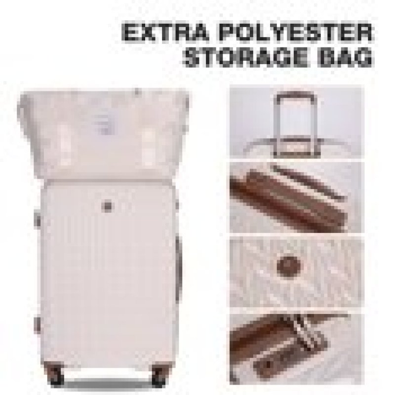 Travelhouse Luggage Set 3 Piece Hardside Suitcase TSA Lock Spinner Wheels Hardshell Luggage with Duffel Bag.(White)