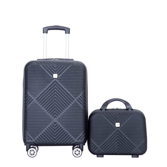 2Piece Luggage Sets ABS Lightweight Suitcase , Spinner Wheels, (20/14) Black