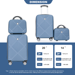 2Piece Luggage Sets ABS Lightweight Suitcase , Spinner Wheels, (20/14) Blue