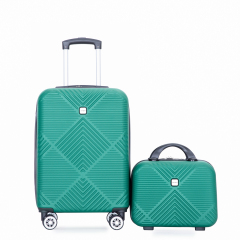 2Piece Luggage Sets ABS Lightweight Suitcase , Spinner Wheels, (20/14)Dark Green