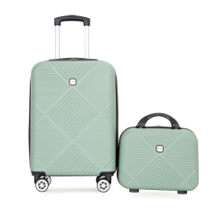 2Piece Luggage Sets ABS Lightweight Suitcase , Spinner Wheels, (20/14)Olive Green