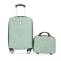 2Piece Luggage Sets ABS Lightweight Suitcase , Spinner Wheels, (20/14)Olive Green