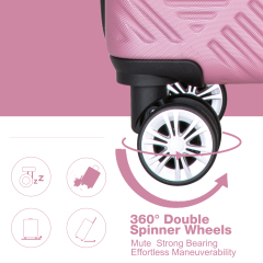 2Piece Luggage Sets ABS Lightweight Suitcase , Spinner Wheels, (20/14)Pink