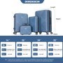 4-piece ABS lightweight suitcase, 14 inch makeup box, aircraft wheels (14/20/24/28) Blue
