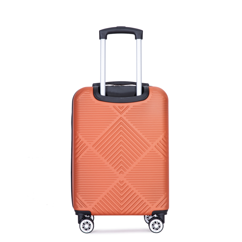 4-piece ABS lightweight suitcase, 14 inch makeup box, aircraft wheels (14/20/24/28) Dark Orange