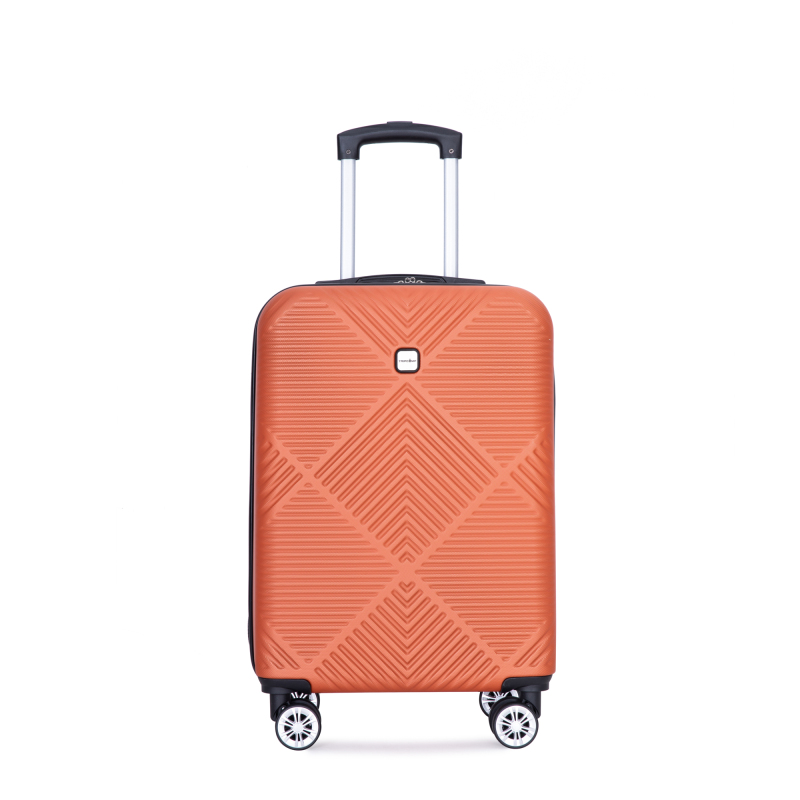 4-piece ABS lightweight suitcase, 14 inch makeup box, aircraft wheels (14/20/24/28) Dark Orange