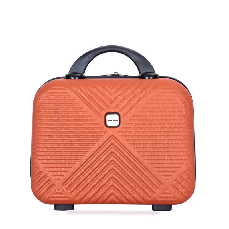 4-piece ABS lightweight suitcase, 14 inch makeup box, aircraft wheels (14/20/24/28) Dark Orange