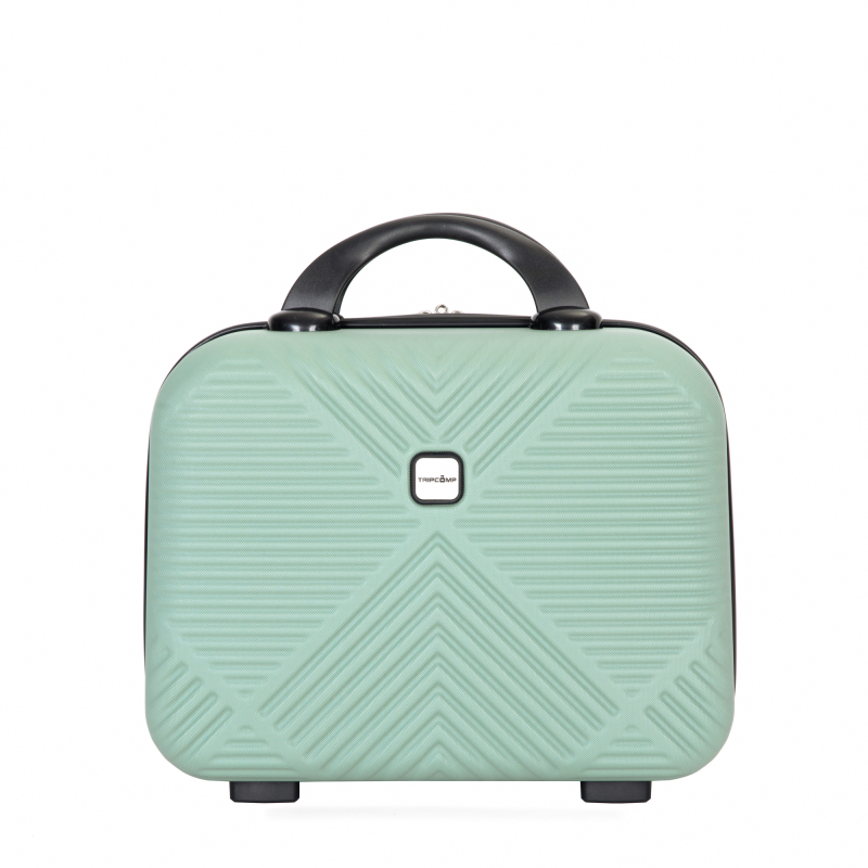 4-piece ABS lightweight suitcase, 14 inch makeup box, aircraft wheels (14/20/24/28) Olive Green
