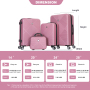 4-piece ABS lightweight suitcase, 14 inch makeup box, aircraft wheels (14/20/24/28) Pink