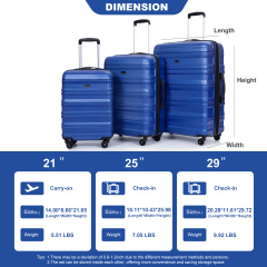 Tripcomp Hardside Luggage Set 3-Piece Set(21/25/29) Lightweight Suitcase 4-Wheeled Suitcase Set(Blue)