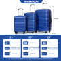 Expandable 3 Piece Luggage Sets PC Lightweight & Durable Suitcase with Two Hooks, Spinner Wheels, TSA Lock, (21/25/29) Dark Blue