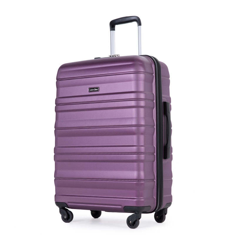 Expandable 3 Piece Luggage Sets PC Lightweight & Durable Suitcase with Two Hooks, Spinner Wheels, TSA Lock, (21/25/29) Dark Purple 