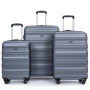 Expandable 3 Piece Luggage Sets PC Lightweight & Durable Suitcase with Two Hooks, Spinner Wheels, TSA Lock, (21/25/29) Gray