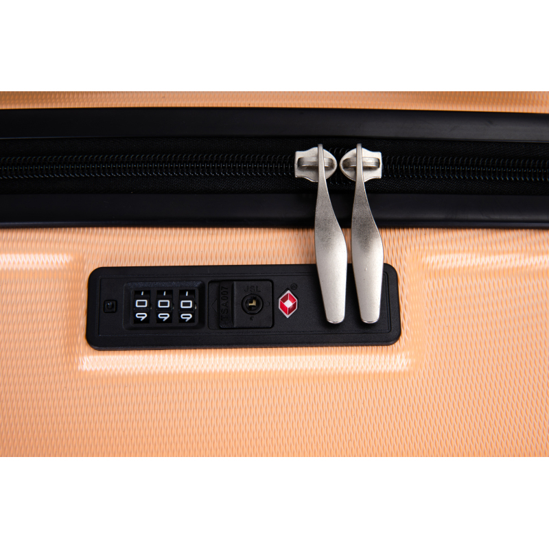 Expandable 3 Piece Luggage Sets PC Lightweight & Durable Suitcase with Two Hooks, Spinner Wheels, TSA Lock, (21/25/29) Peach