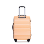 Expandable 3 Piece Luggage Sets PC Lightweight & Durable Suitcase with Two Hooks, Spinner Wheels, TSA Lock, (21/25/29) Peach