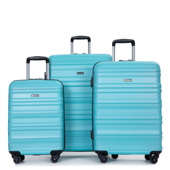 Expandable 3 Piece Luggage Sets PC Lightweight & Durable Suitcase with Two Hooks, Spinner Wheels, TSA Lock, (21/25/29) AQUA BLUE 