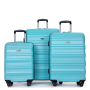 Expandable 3 Piece Luggage Sets PC Lightweight & Durable Suitcase with Two Hooks, Spinner Wheels, TSA Lock, (21/25/29) AQUA BLUE 