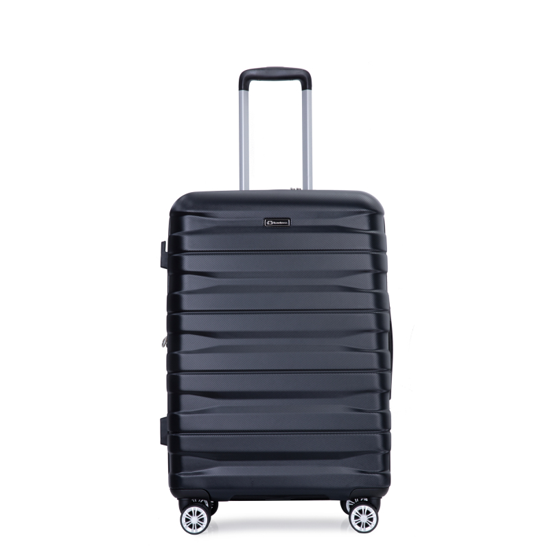 Luggage set of 5 pieces, expandable hard PC luggage set with TSA lock for rotating wheels, lightweight rolling luggage for men and women, Black
