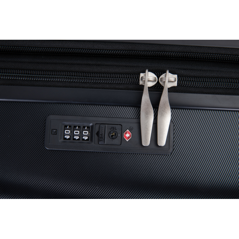 Luggage set of 5 pieces, expandable hard PC luggage set with TSA lock for rotating wheels, lightweight rolling luggage for men and women, Black