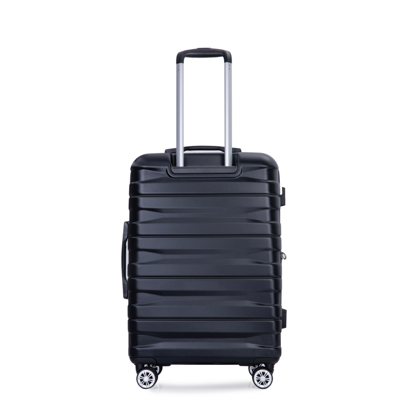 Luggage set of 5 pieces, expandable hard PC luggage set with TSA lock for rotating wheels, lightweight rolling luggage for men and women, Black
