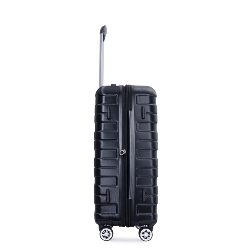 Luggage set of 5 pieces, expandable hard PC luggage set with TSA lock for rotating wheels, lightweight rolling luggage for men and women, Black