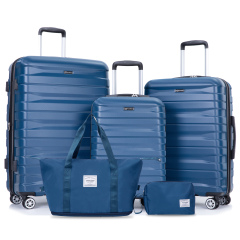 Tripcomp 5-Piece Hardshell Luggage Set with Spinner Wheels, TSA Lock, 20/24/28-Inch Suitcases & Duffel Bag, Dark Blue