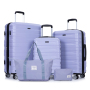 Luggage set of 5 pieces, expandable hard PC luggage set with TSA lock for rotating wheels, lightweight rolling luggage for men and women, Light Purple