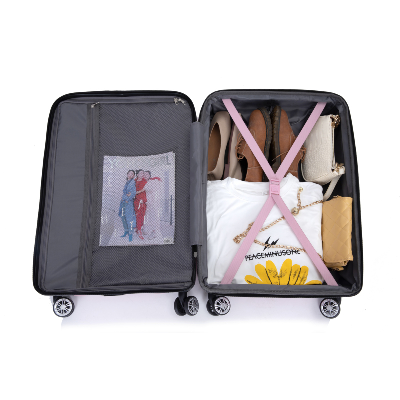 Luggage set of 5 pieces, expandable hard PC luggage set with TSA lock for rotating wheels, lightweight rolling luggage for men and women, Pink