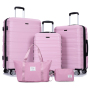 Luggage set of 5 pieces, expandable hard PC luggage set with TSA lock for rotating wheels, lightweight rolling luggage for men and women, Pink