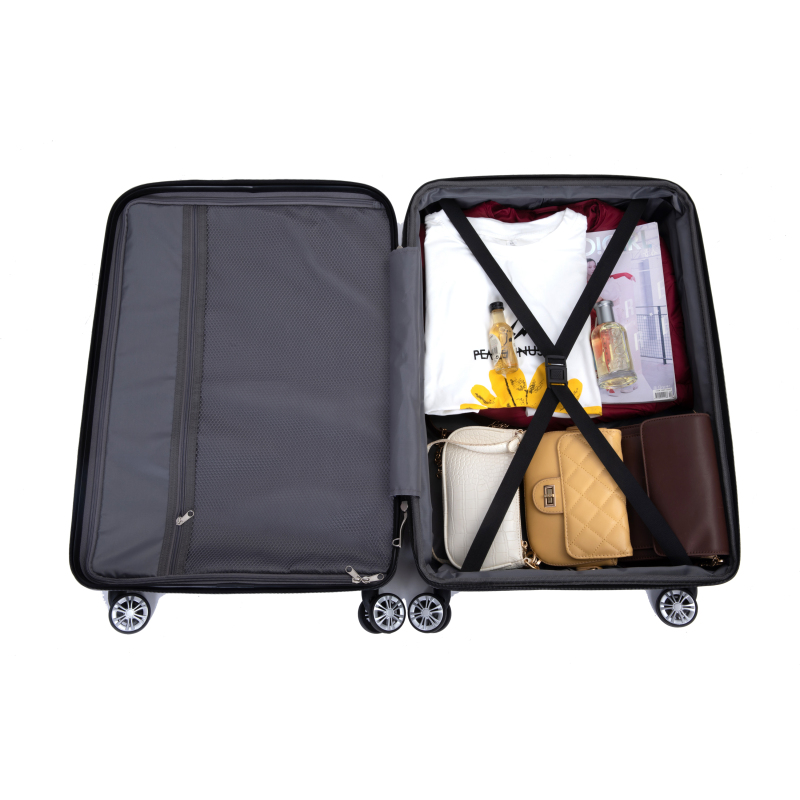 3 Piece Luggage Sets PC Lightweight & Durable Expandable Suitcase with Two Hooks, Double Spinner Wheels, TSA Lock, (21/25/29) Black