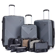 Luggage Sets 3 Piece Travel Suitcase Set with 7PCS Organizer Bags, Gray