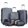 Luggage Sets 3 Piece Travel Suitcase Set with 7PCS Organizer Bags, Gray